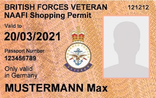 Veterans NAAFI Shopping Permit front